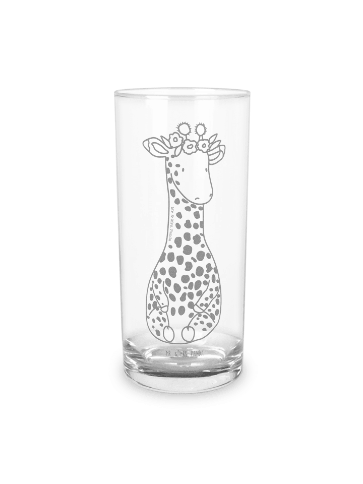 Wasserglas Giraffe Blumenkranz ohne Spruch in Transparent