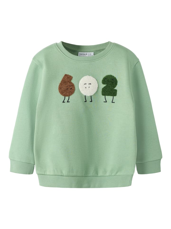Sweatshirt Langarm Bestickt Nmmolav in basil