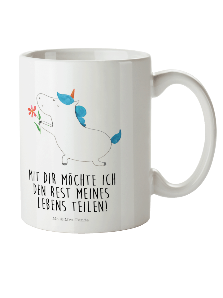 Tasse Einhorn Blume mit Spruch in Weiß