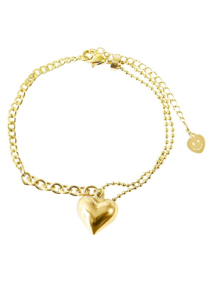 Damen Armband – Herz aus Edelstahl 17 cm in gold