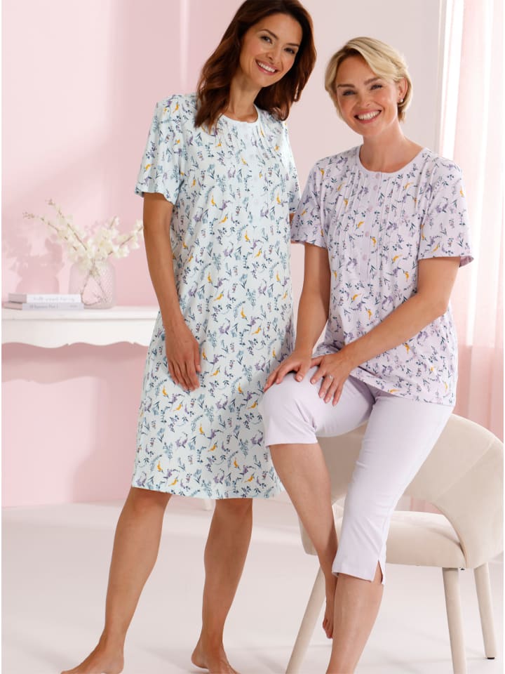 Capri-Anzug in rosé-bedruckt