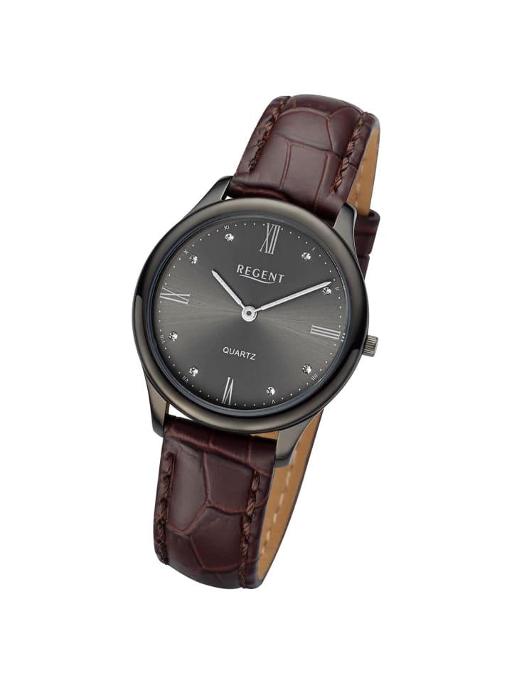 Armbanduhr Regent Lederarmband braun extra groß (ca. 33mm)