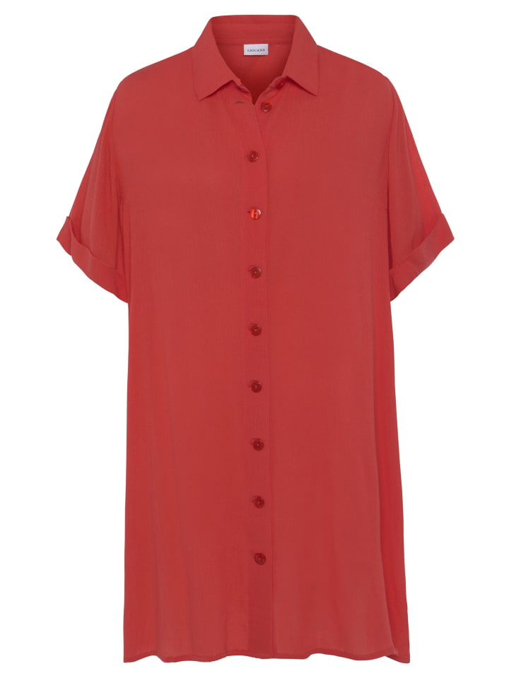 Longbluse in korallrot