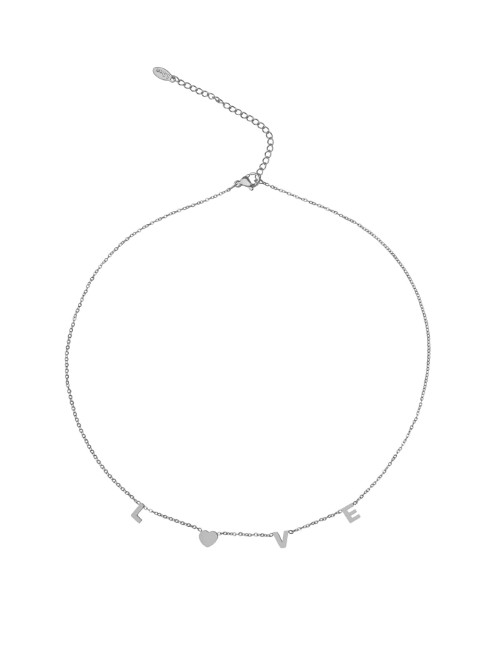 Halskette LOVE Edelstahl 40 cm in Silber