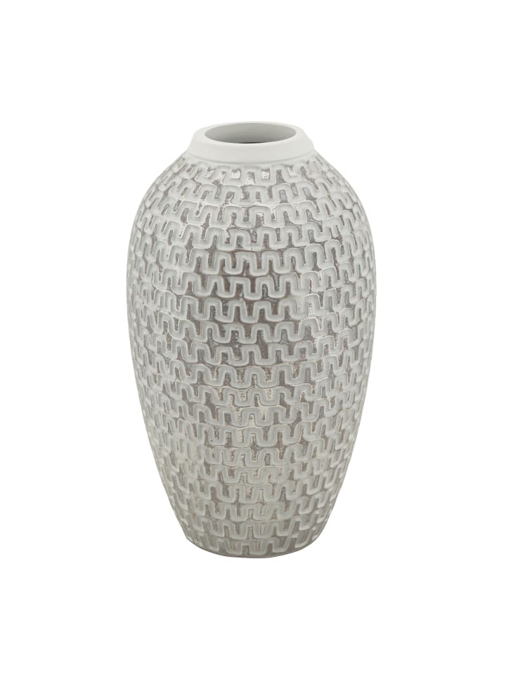 Graue Harzvase mit geometrischen Verzierungen Ø 19,5 x 34 cm