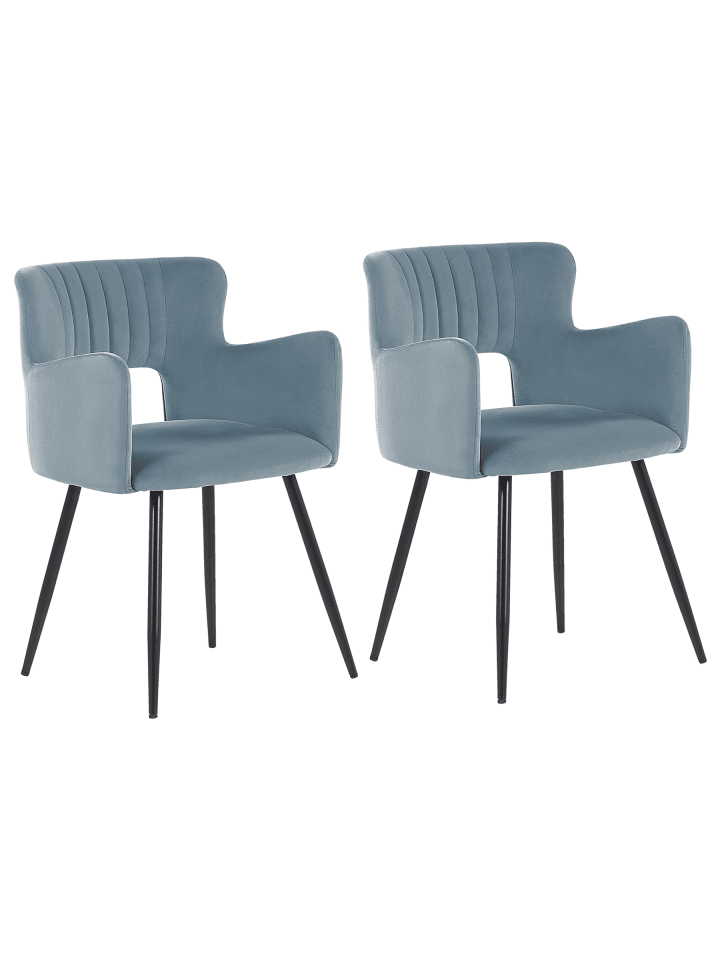 2er-Set Esszimmerstuhl SANILAC in Blau/Schwarz