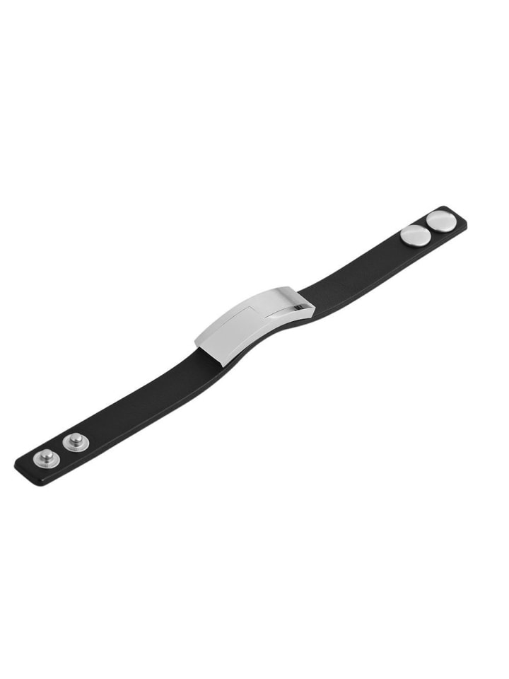 Unisex Armband aus Leder 23 cm in schwarz