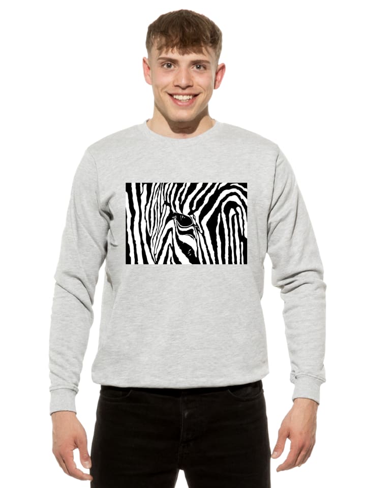 Sweatshirt Black & White Zebra Eye in Grau-Melange