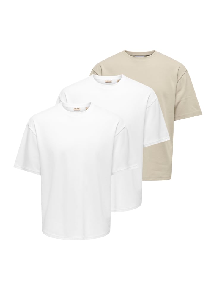 T-Shirt Caspian in Weiß / beige