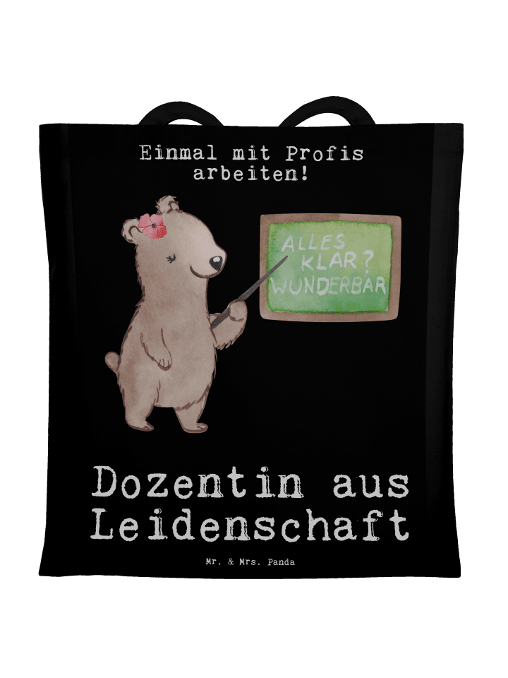 Tasche Dozentin Leidenschaft mit Spruch in Schwarz