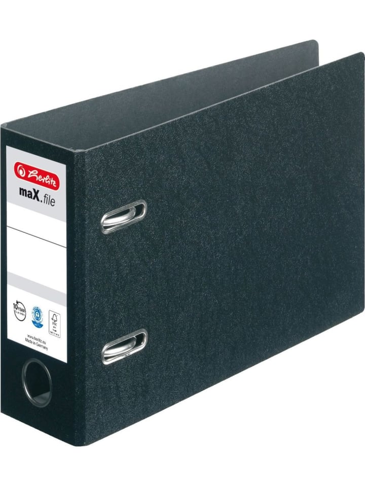 Ordner Hartpappe A5 quer 7,5cm maX.file schwarz