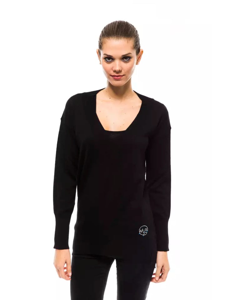 Schwarz Wolle Damen Pullover