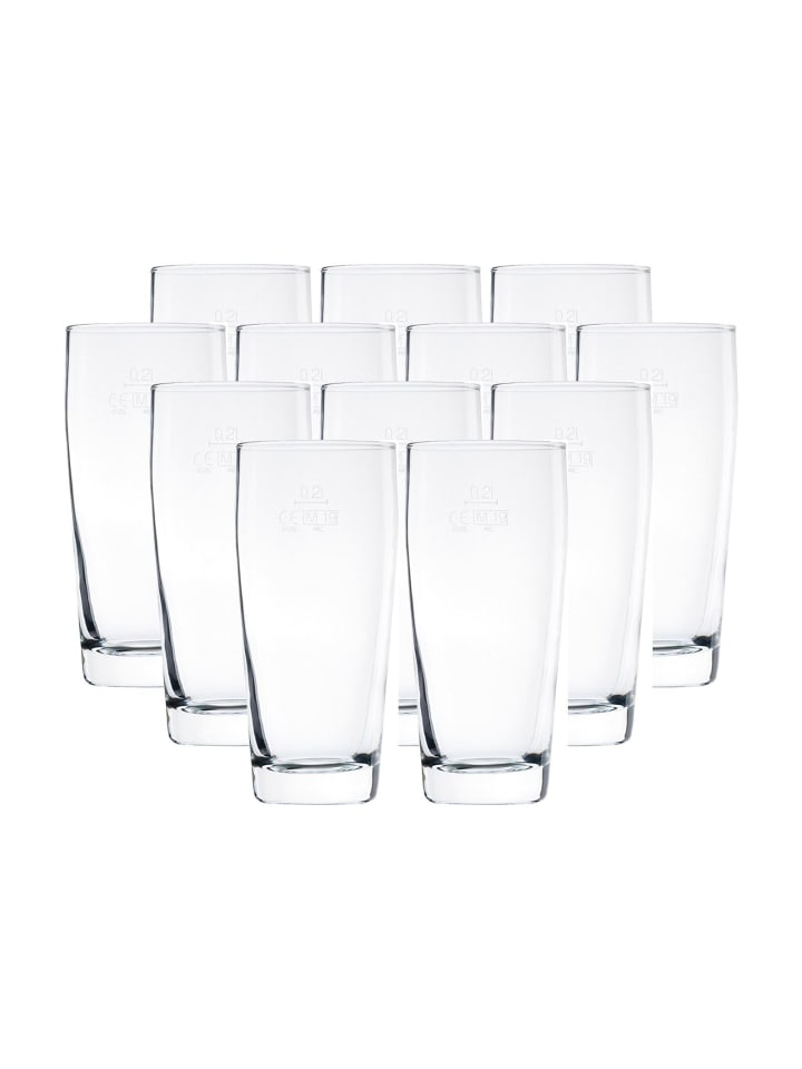 12er Set Willi Becher geeicht Willi in 0,2 l in transparent