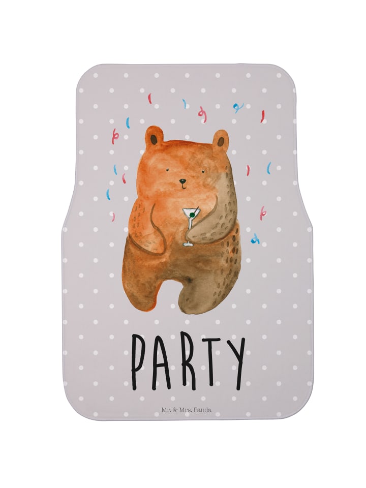 Automatte Bär Party mit Spruch in Grau Pastell