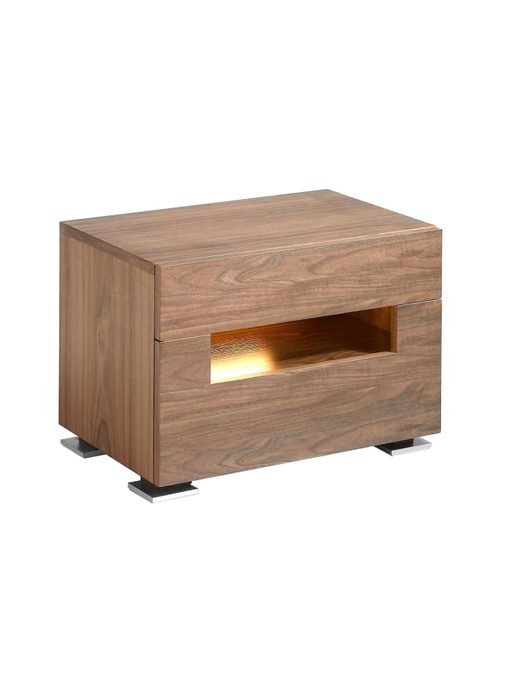 Nachttisch 7065 in Walnuss / Stahl – (B)58 x (H)38 x (T)41 cm