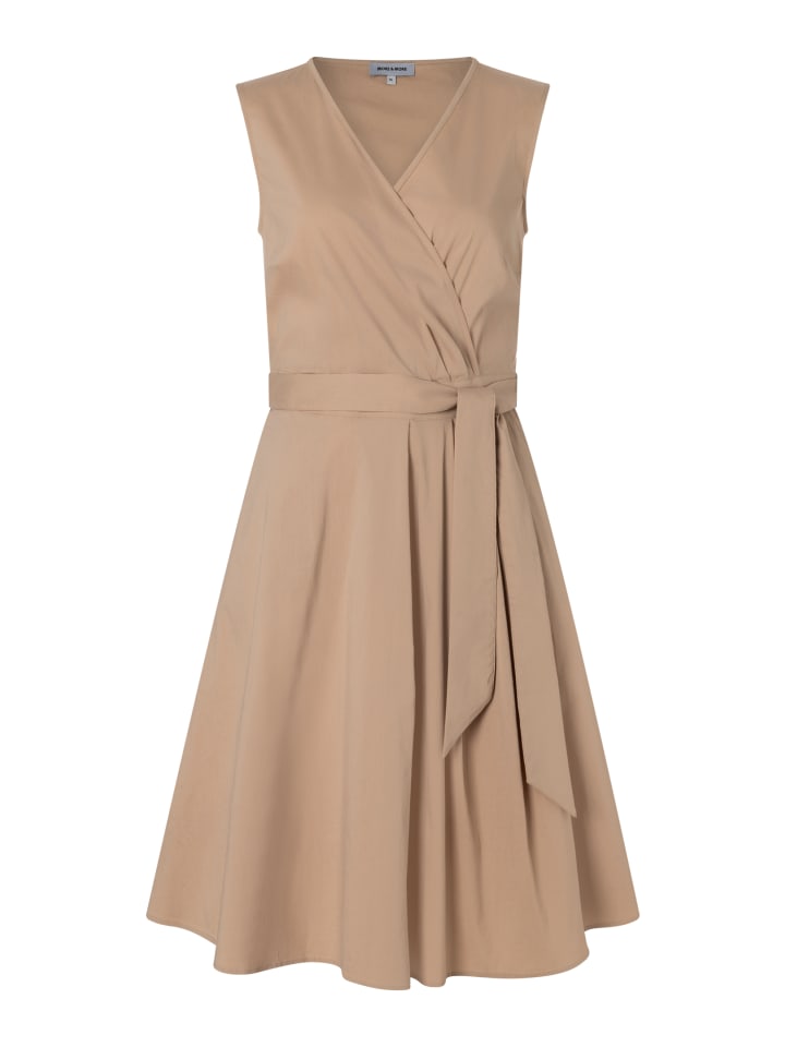 raffiniertes Midikleid, Wickeloptik in beige