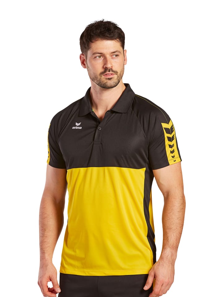Herren Six Wings Poloshirt in gelb/schwarz