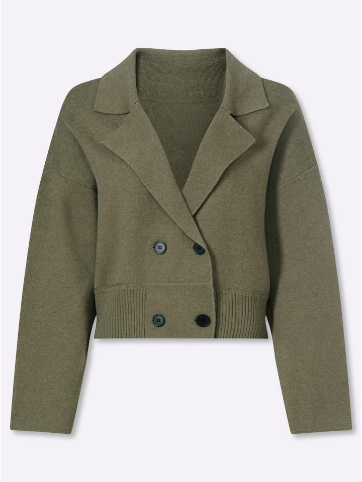 Strickjacke in khaki-meliert