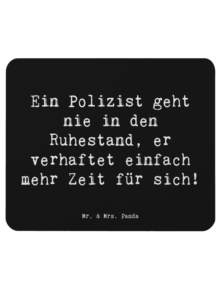 Mouse-Pad Spruch Polizist Ruhestand mit Spruch in Schwarz