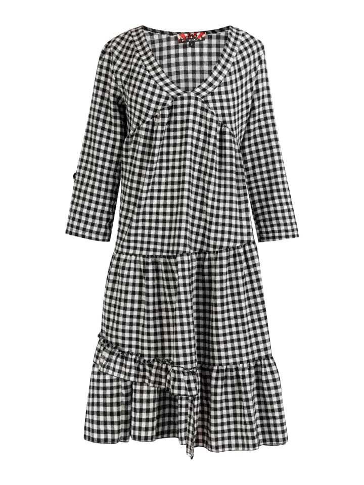 Damen Midikleid in Schwarz Weiss