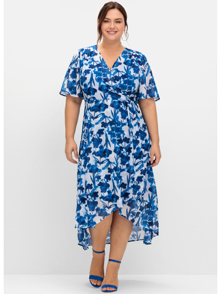 Abendkleid in kobalt-gemustert