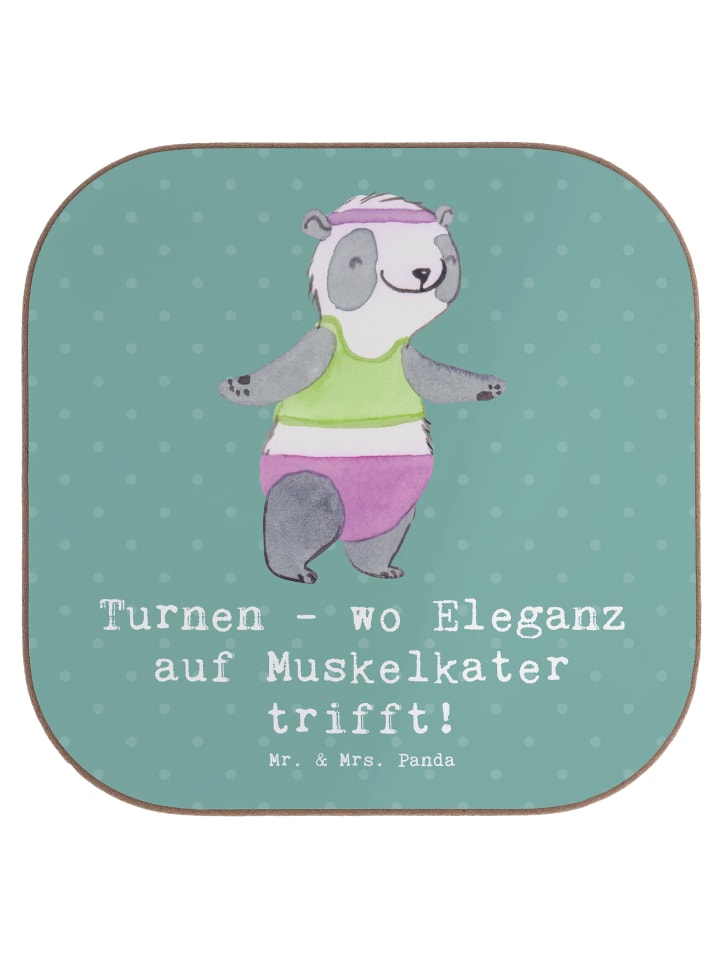 Glas-Untersetzer Turnen Eleganz mit Spruch in Meeresbrise