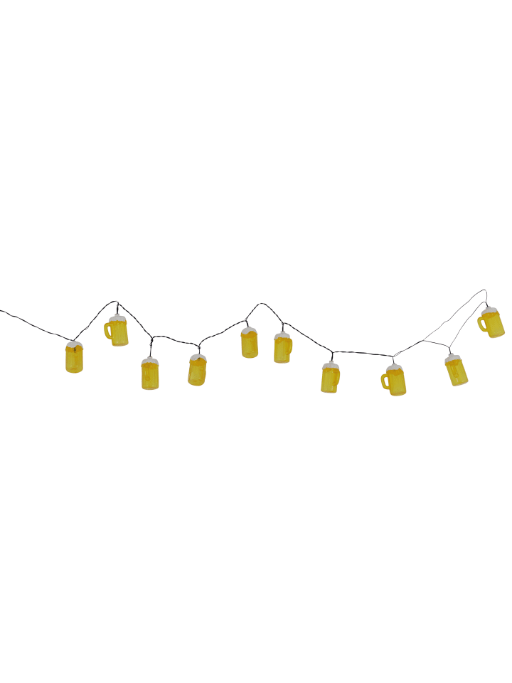 LED Lichterkette "BIERKRUG" in gelb - (L)500 cm x (B)4.2 cm x (H)7 cm