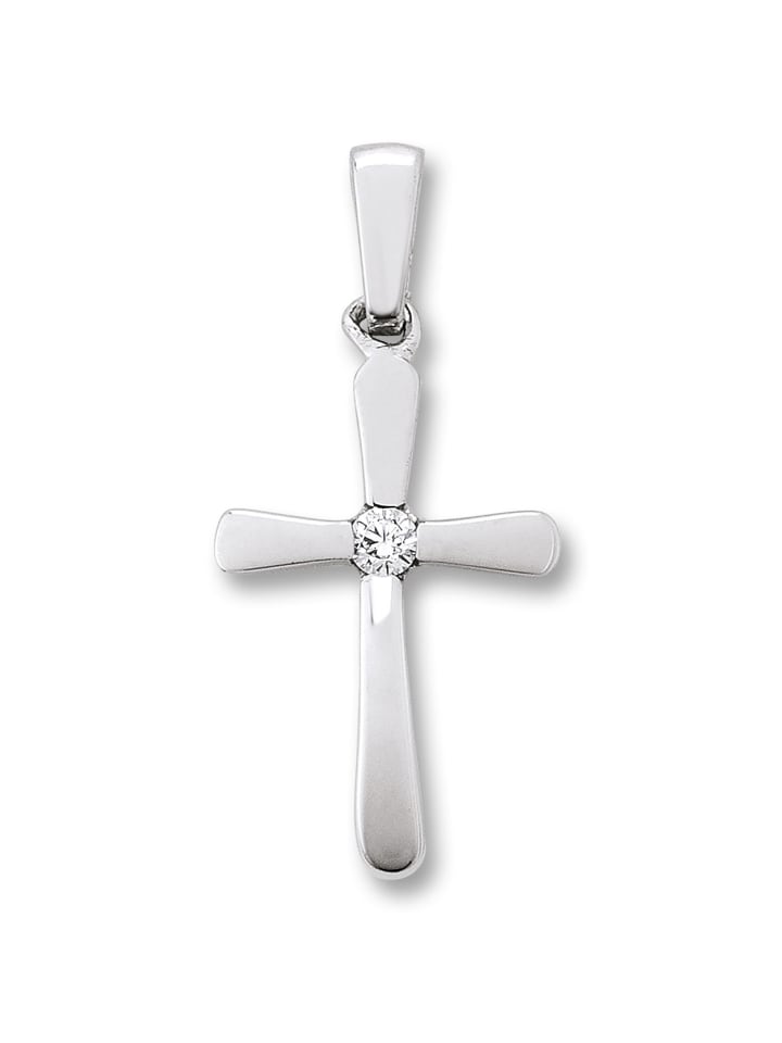 Zirkonia Kreuz Anhänger aus 925 Silber in silber