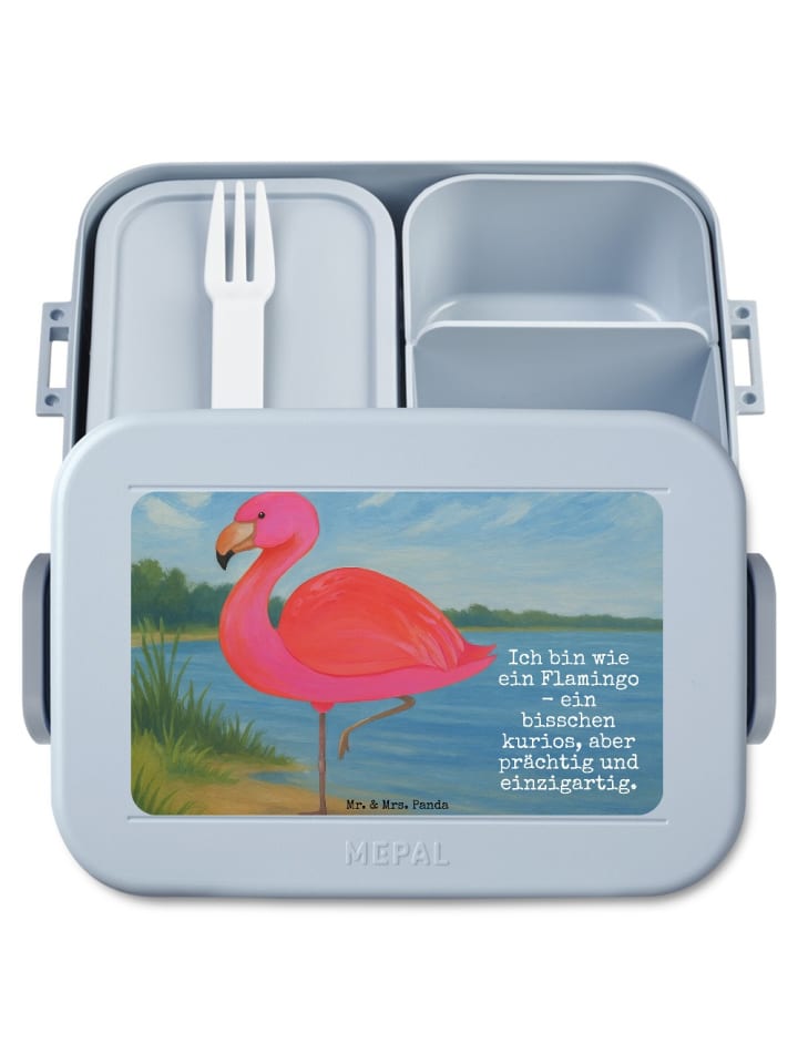Bentobox Flamingo Classic Design mit Spruch in Blau Pastell
