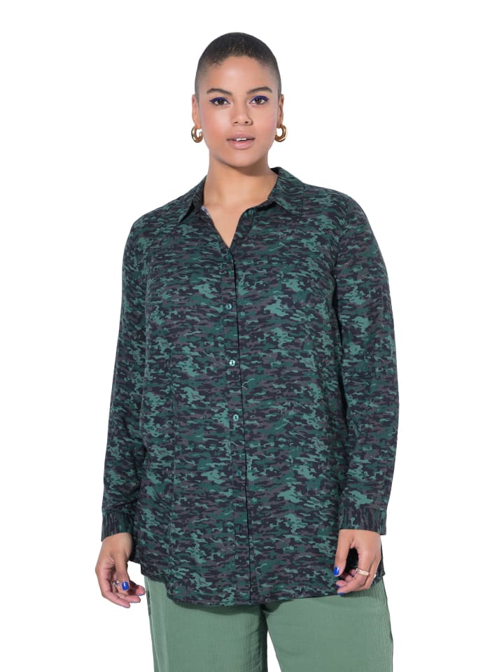 Hemdbluse in mattgrün