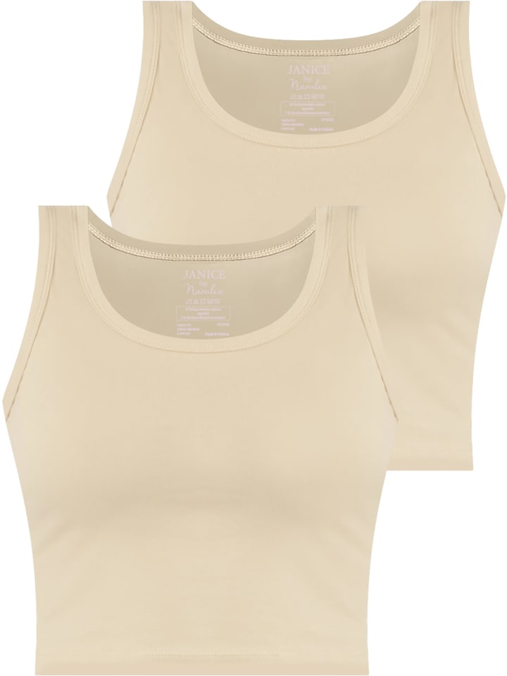2 x Damen crop Top Namlea in Beige