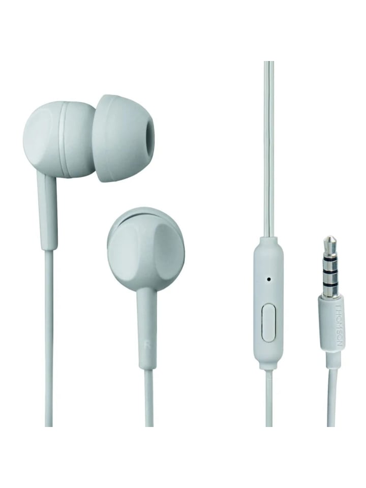 Kabelgebundene Ohrhörer Klinke 3,5 mm mit Mikrofon In-Ear-Kopfhörer in Grau