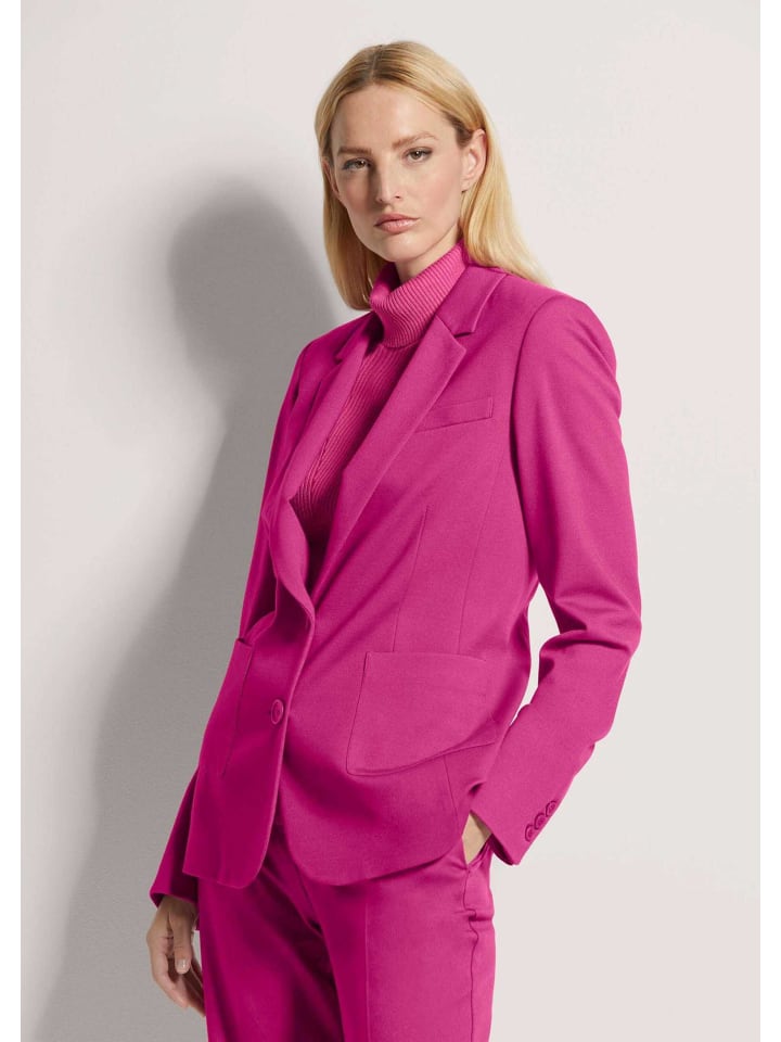 Langer Jersyblazer mit Revers in magenta