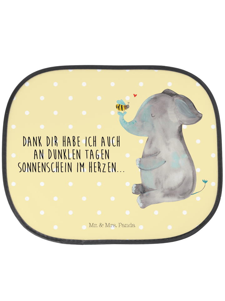 Auto Sonnenschutz Elefant Biene mit Spruch in Gelb Pastell
