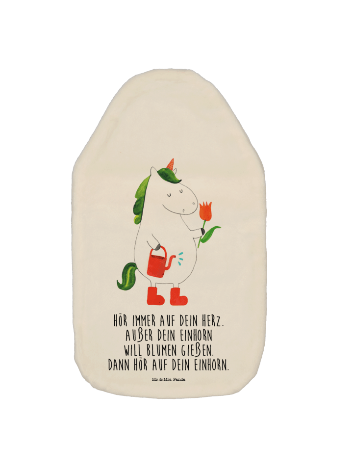 Wärmflasche Einhorn Gärtner mit Spruch in Weiß