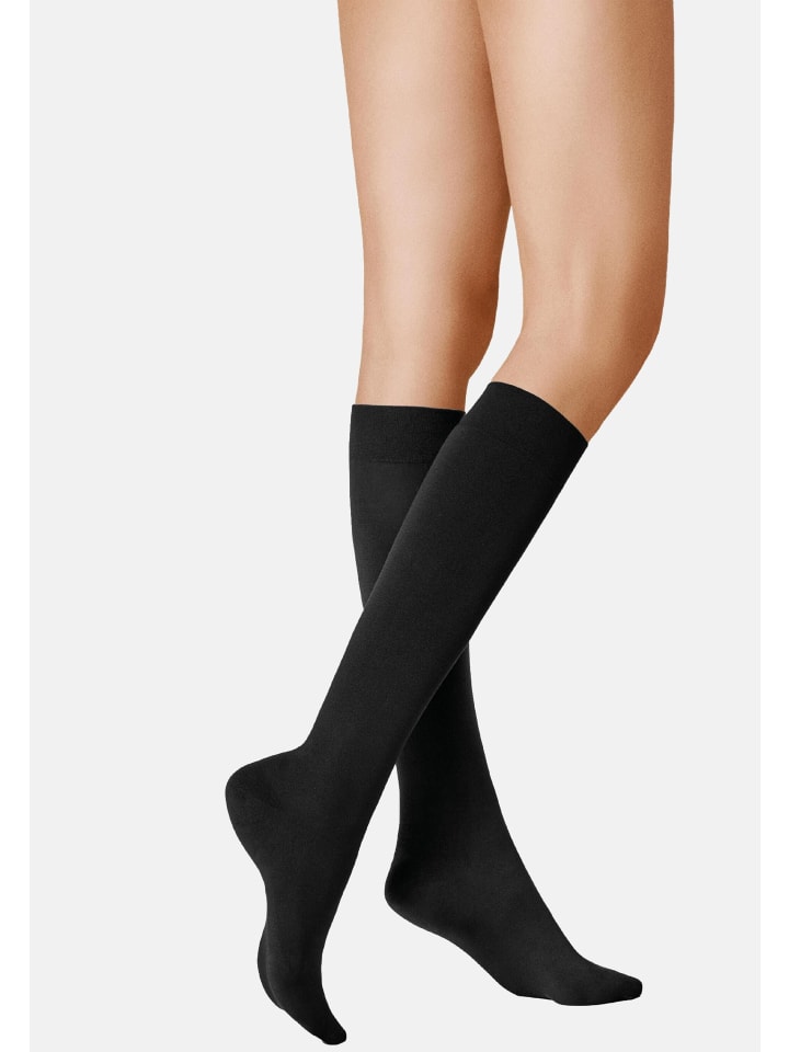 Kniestrümpfe Sensual Cotton weich in Black