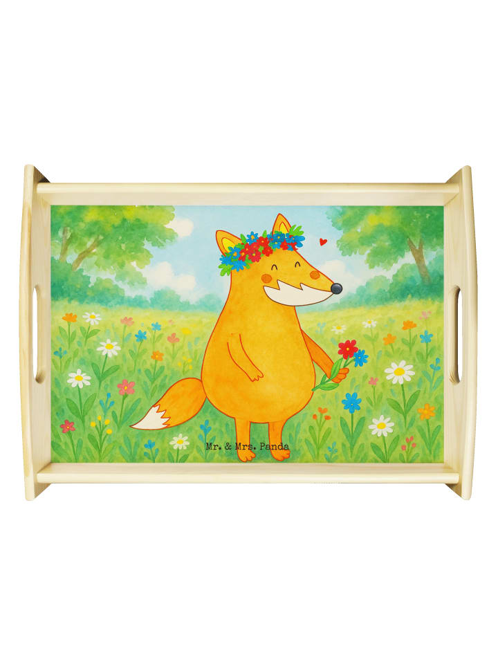 Tablett Fuchs Blumen Design ohne Spruch in Weiß