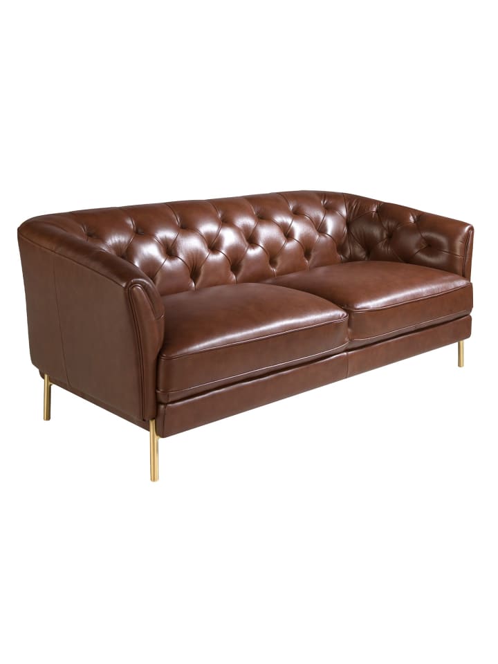 Chester-Sofa 6139 in Braun / Gold