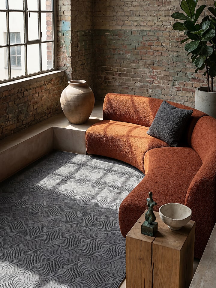 Teppich Kurzflor Geometrisch rutschhemmend pflegeleicht Wohnzimmer in Anthrazit