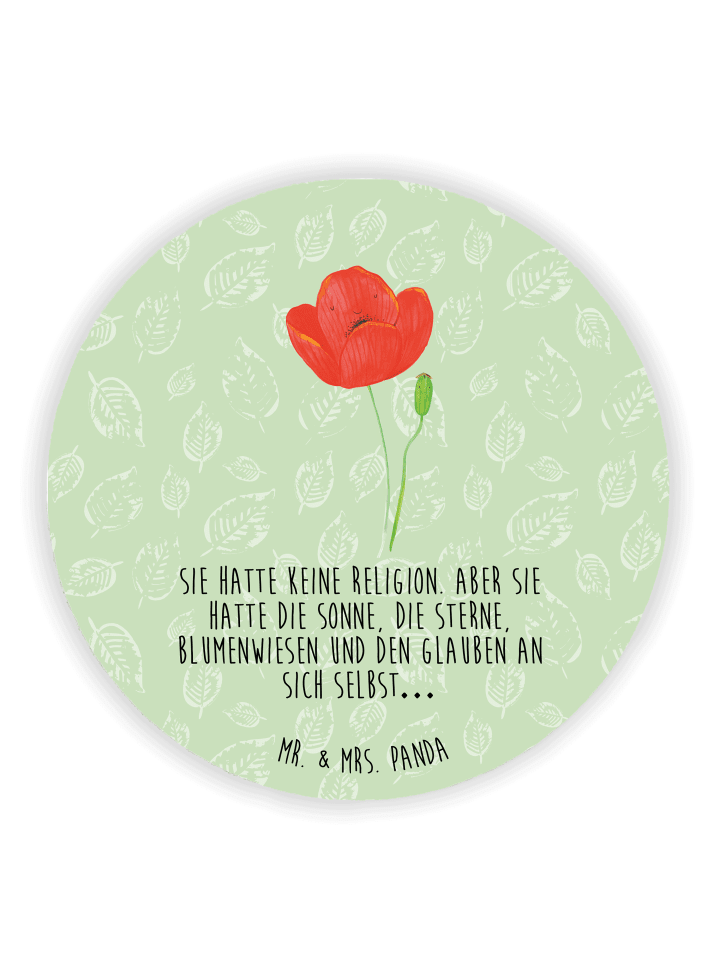 Kühlschrankmagnet Blume Mohnblume mit Spruch in Blattgrün