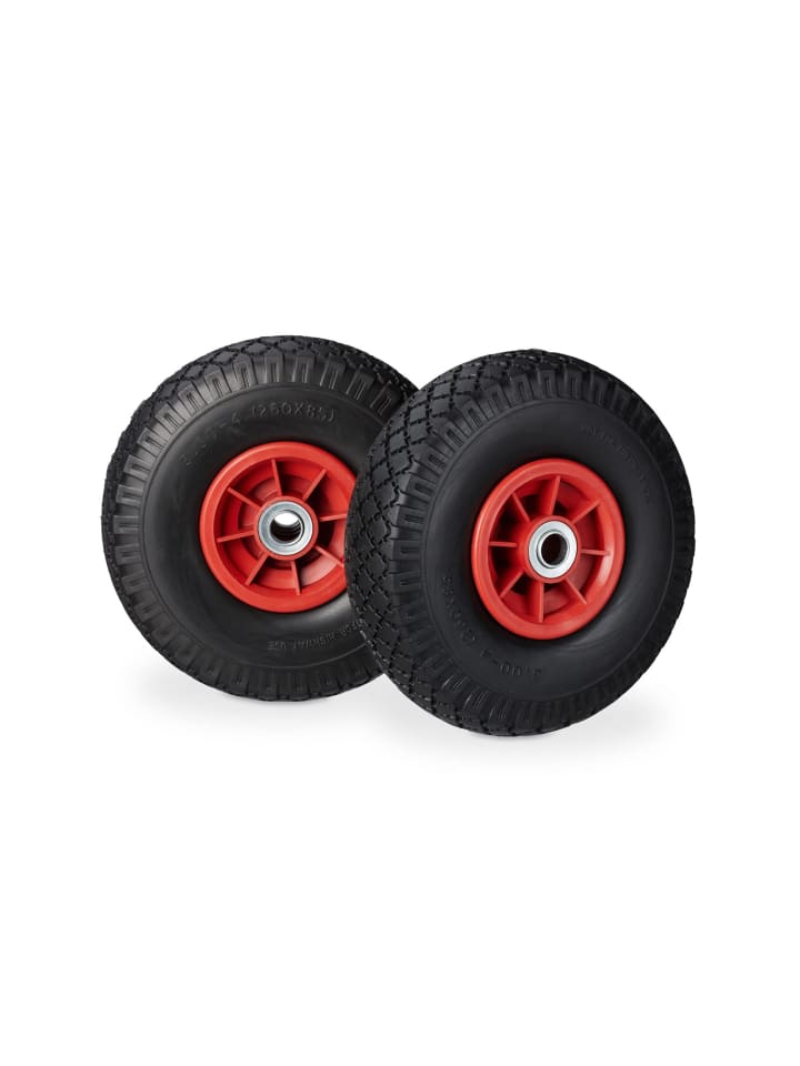 8x Sackkarrenrad in Schwarz/ Rot - 3.00-4