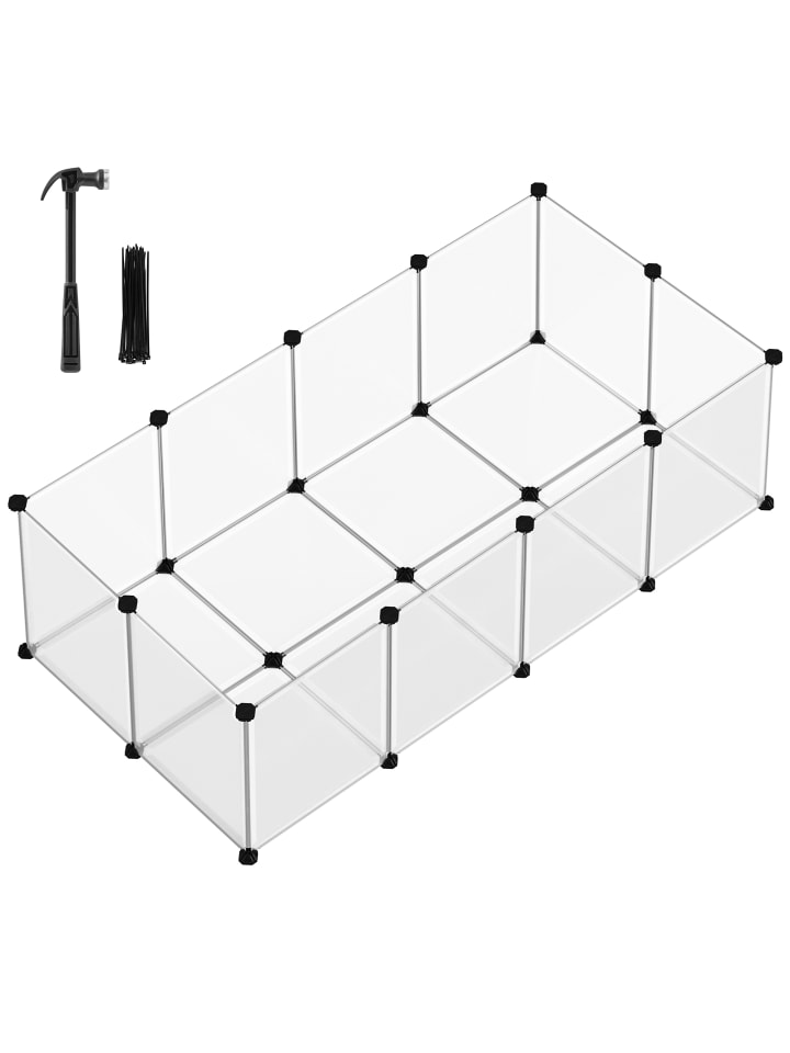 Kleintiergehege Damion in Weiß - (B)143 x (H)46 x (T)73 cm