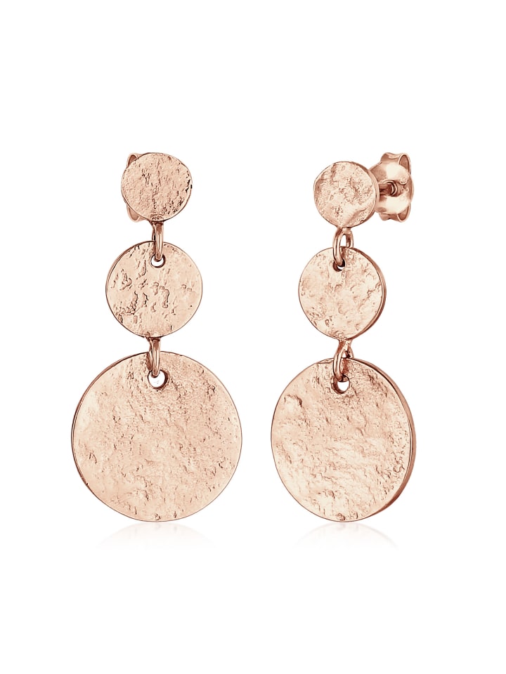Ohrringe 925 Sterling Silber Geo, Plättchen in Rosegold