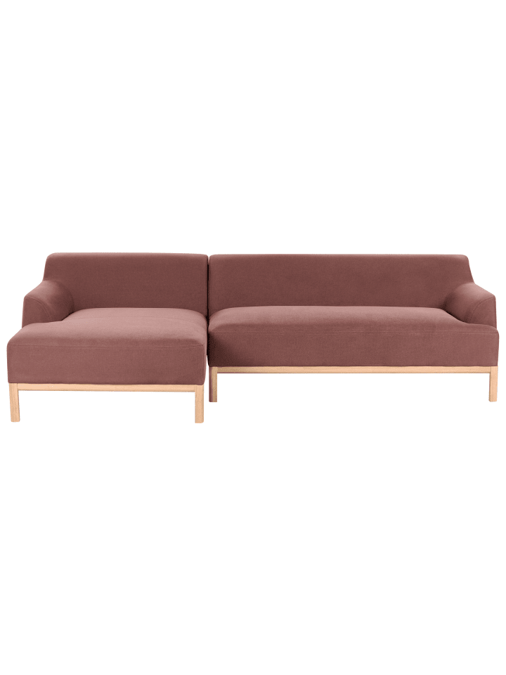 Ecksofa SOSJO in Rot/Braun - (W) 251 x (H) 74 x (L) 132 cm rechtsseitig