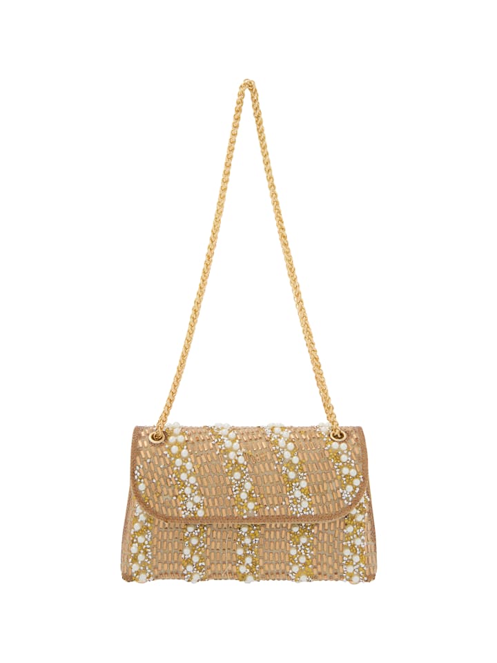 Women Flap Bag in Gold