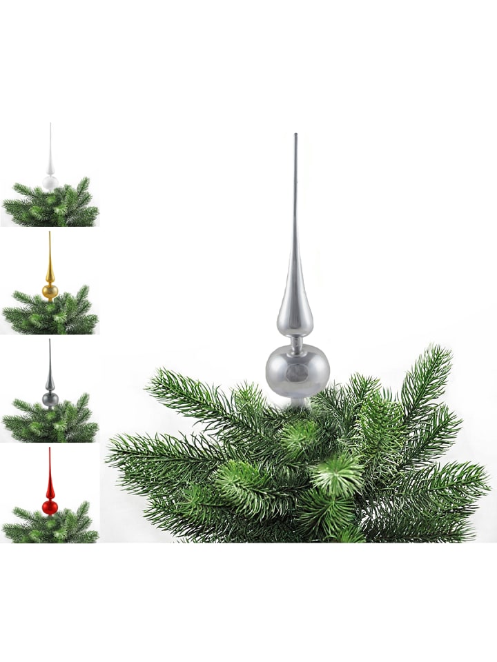 Christbaumspitze Kunststoff Spitze 28cm in Silber