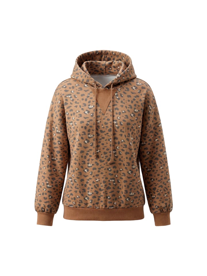 Women Hoodie in Brown Leopard
