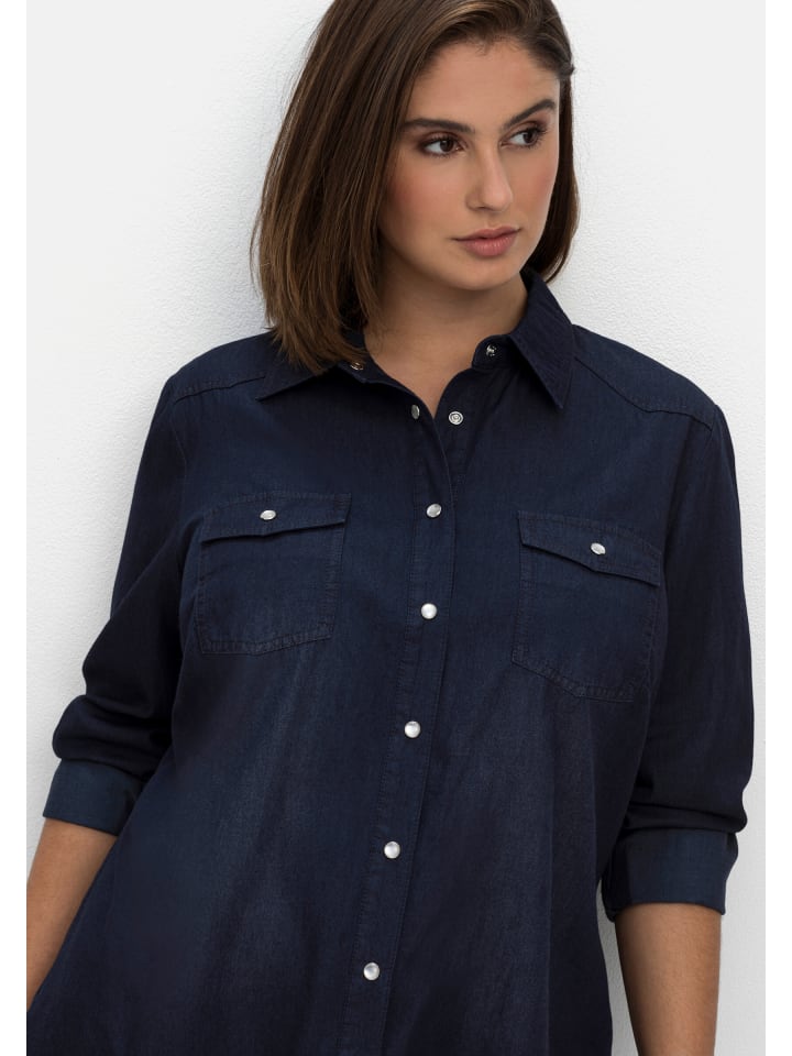 Jeansbluse in dark blue denim