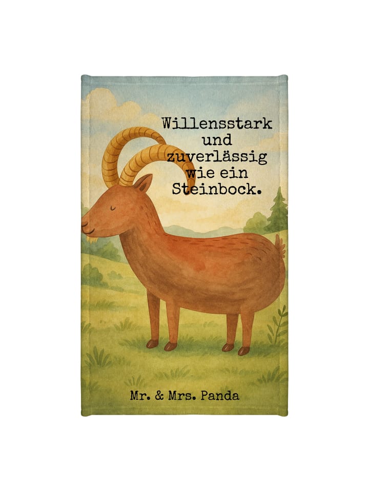 Handtuch Sternzeichen Steinbock Design mit Spruch in Weiß