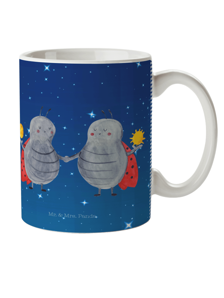 Kaffeebecher Sternzeichen Zwilling ohne Spruch in Sternenhimmel Blau